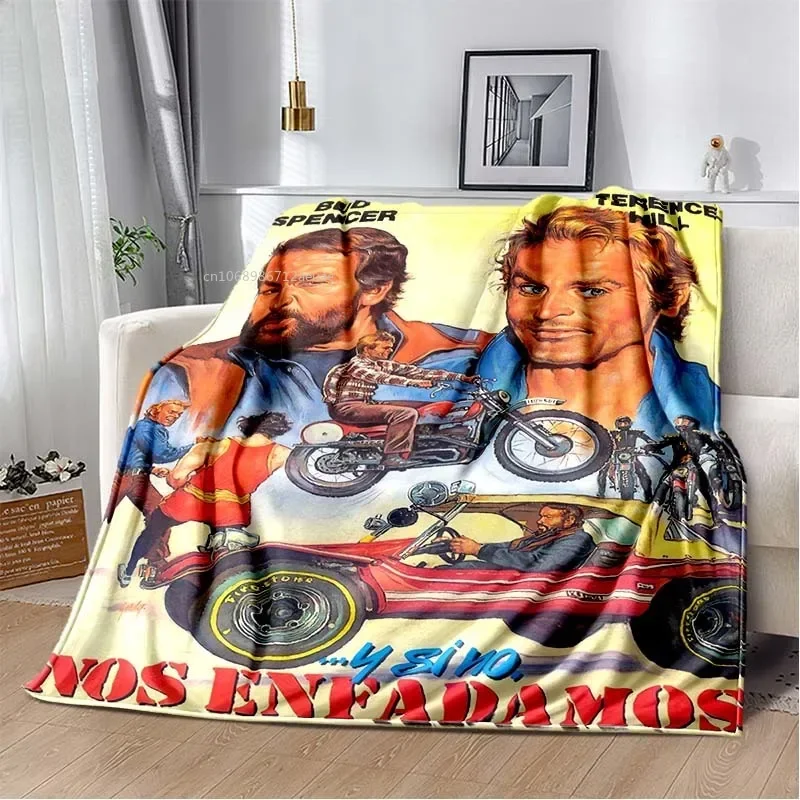 Coperta per bambini con grafica Terence Hill e Bud Spencer, morbida decorazione per la casa, camera da letto, ufficio, comode coperte da tiro per bambini