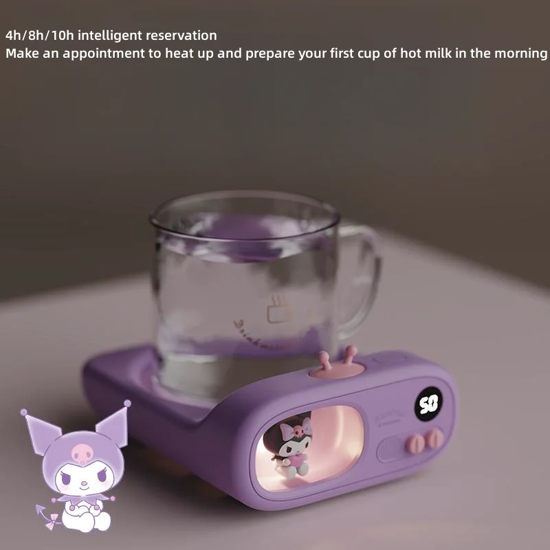 Sanrios Cartoon Cinnamoroll Kuromi Model Doll Thermostatic Coaster Cute Heating Base Coaster Cup Mat Heated Milk Cups Gift