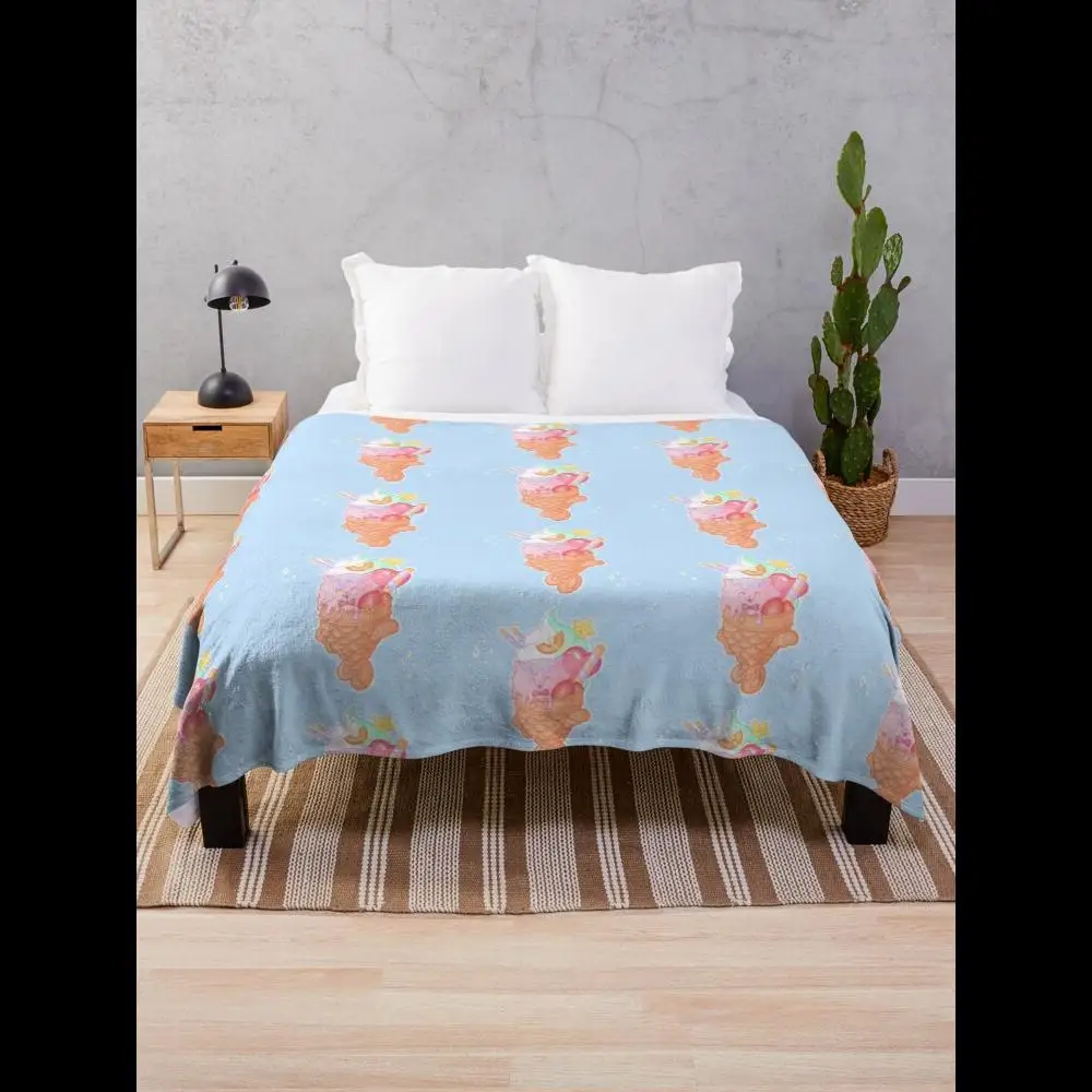 

Cozy Taiyaki Ice Cream Print Throw Blanket for Home Decor Soft Fleece Material Perfect Gift Idea