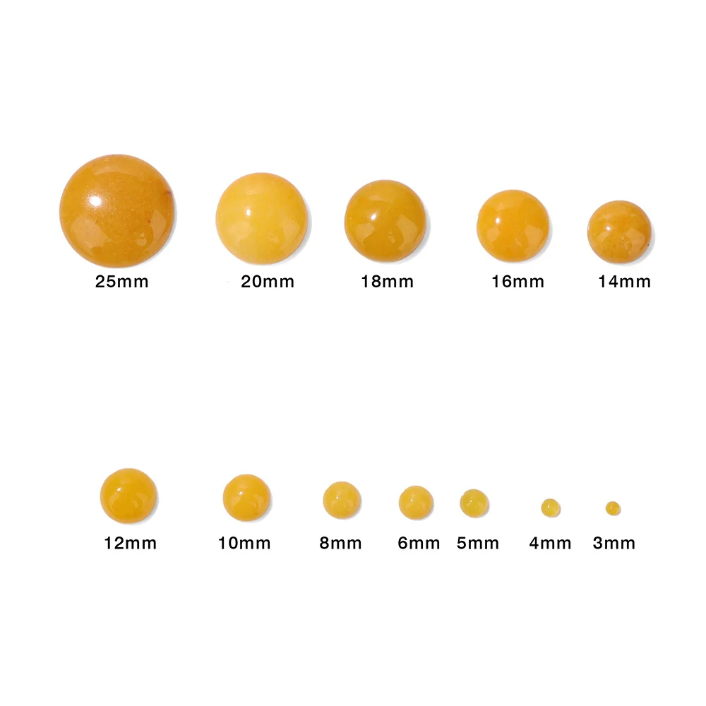 10pcs/Pack Dyed Yellow Natural Chalcedony Stone Cabochons 3/4/5/6/8/10/12/14/16/18/20/25mm Round Flat Back Cabochon