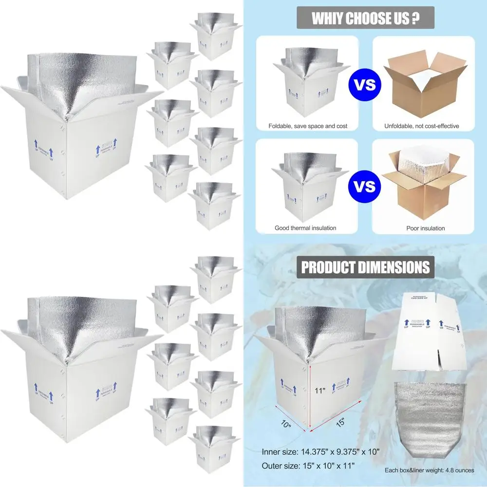 

Двойные изолированные транспортировочные коробки для пищевых продуктов, 15x10x11, 8 шт. вкладышей из алюминиевой фольги.