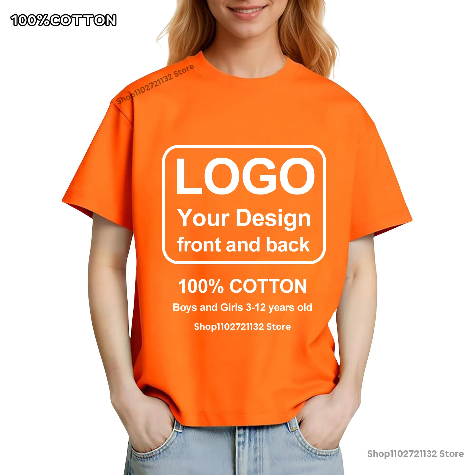 Custom T-shirts Kids Clothes Boy Girls 100%Cotton Short Sleeves Tops Personalized Customization LOGO Print Anime Graphic T-Shirt