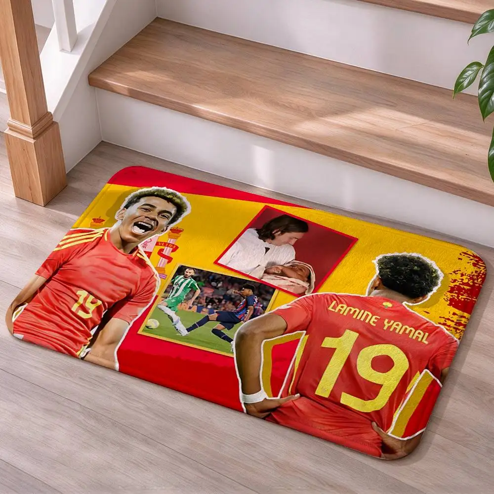 Star-boy L-Lamine 10 Spain Y-Yamal Short Plush Bathroom Door Mat, Hallway Decor Rug, Home Entry Welcome Floor Mat