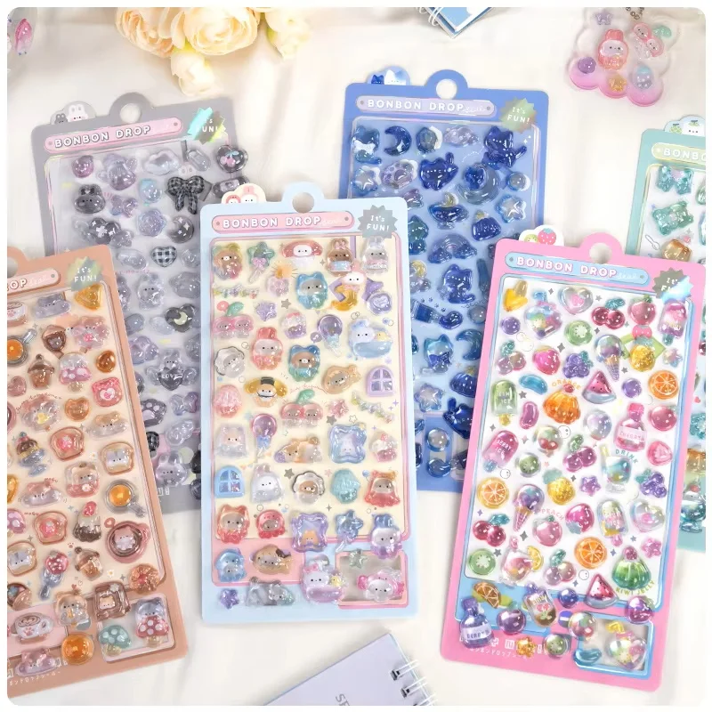 Funny Sweet Furit Ice Cream Pets Drop 3D Relief Sticker Scrapbooking Diy Diary Decor Journaling Stationery Kawaii Stickers image 6