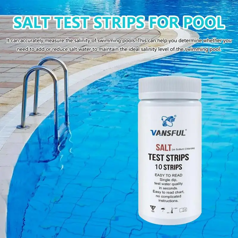 

Pool Salt Test Strips Swimming Pool Saltwater Detection Strips Multi-Purpose Water 30 seconds reading For Water Spa Swim pool