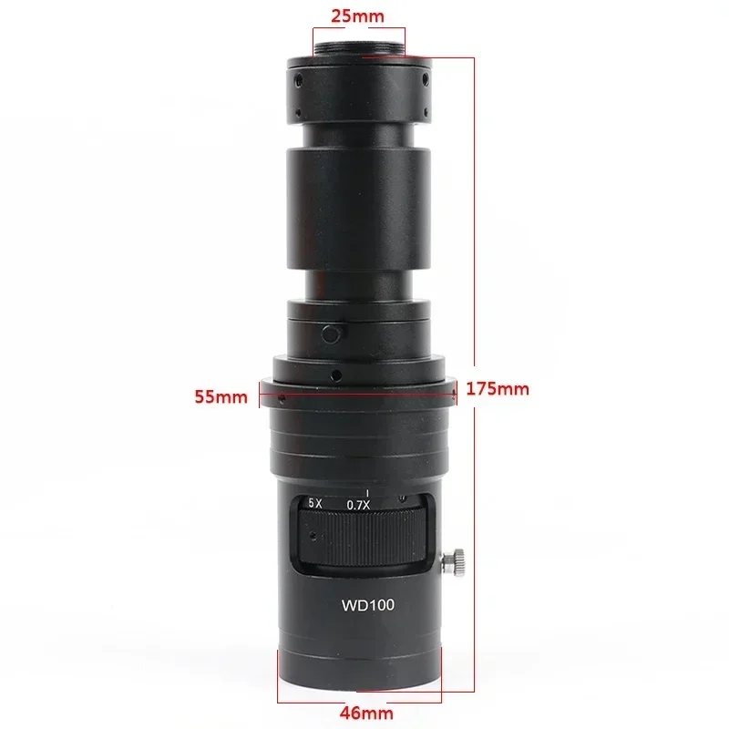 200X 500X Zoom C Mount خيار أحادي العين 0.35X 0.5X 0.75X 2X عدسة بارلو موضوعية للصناعة مجهر رقمي PCB كشف