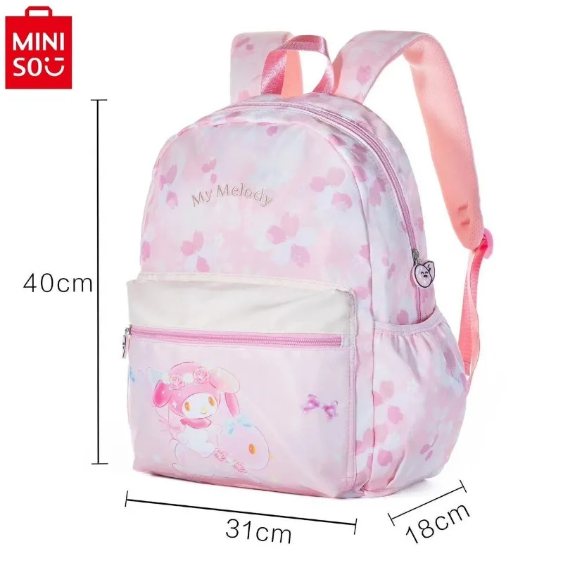 MINISO tas punggung kapasitas besar, tas sekolah nilon kualitas tinggi, tas ransel kapasitas besar, Guigou Kuromi, Kartun giok baru 2024 untuk siswa