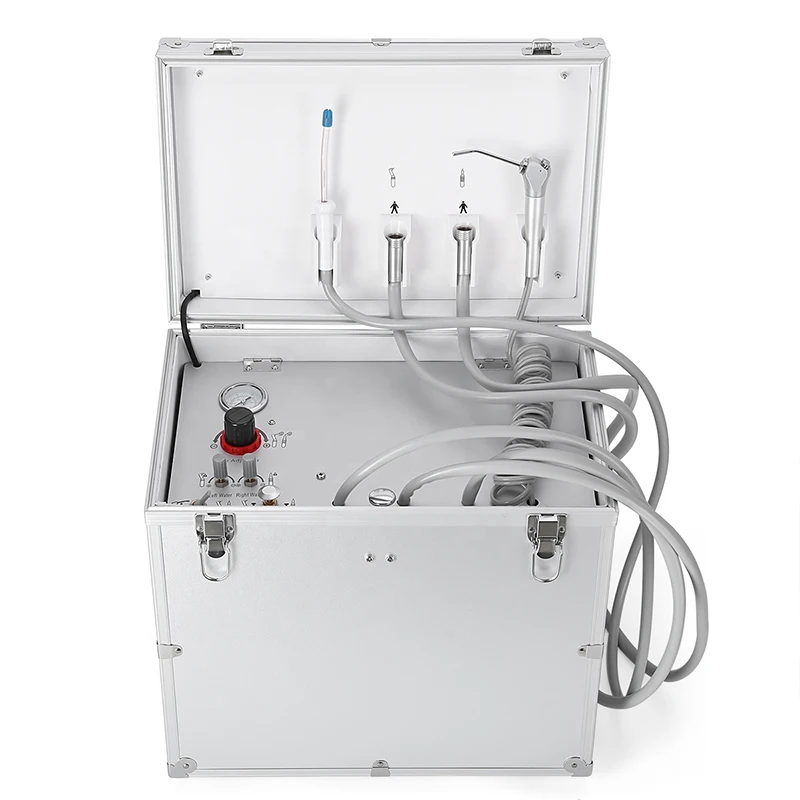BD-402 Portable Dental Unit With Air Compressor Surgery Turbine Units 3 Way Syringe 2/4 Holes Hand-Held Dentistry Lab Equipment