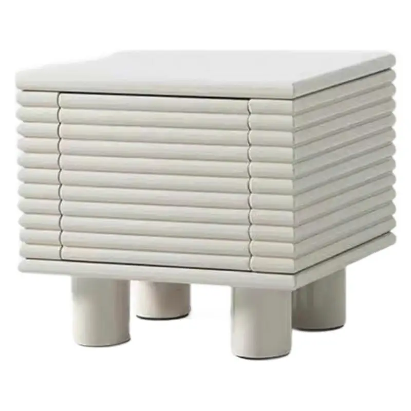 

Nordic bedside table solid wood home modern simple French cream style