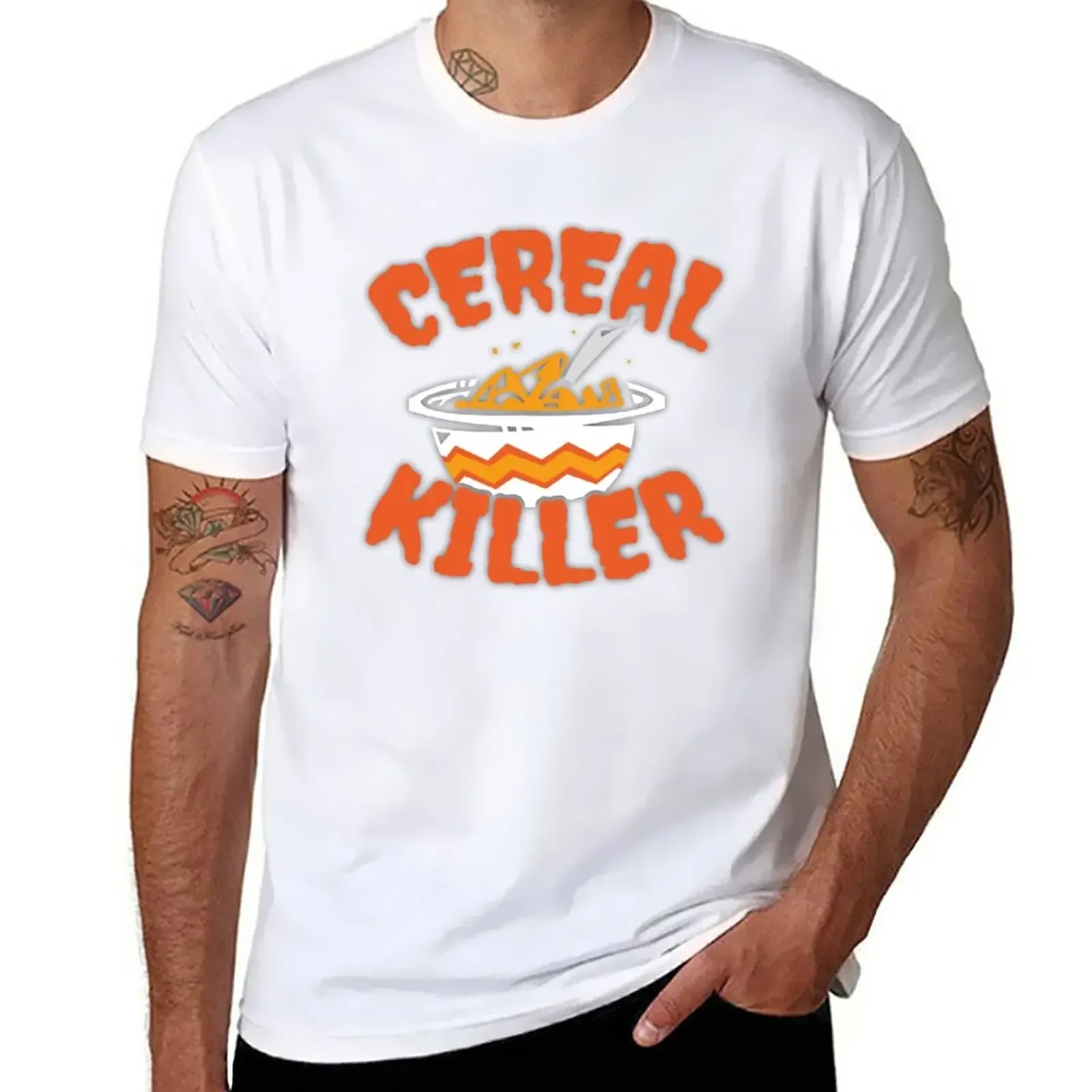 Cotton Oversized fruit of the loom mens t shirts New Cereal Killer T-Shirt summer clothes cat shirts vintage streetwear Informal