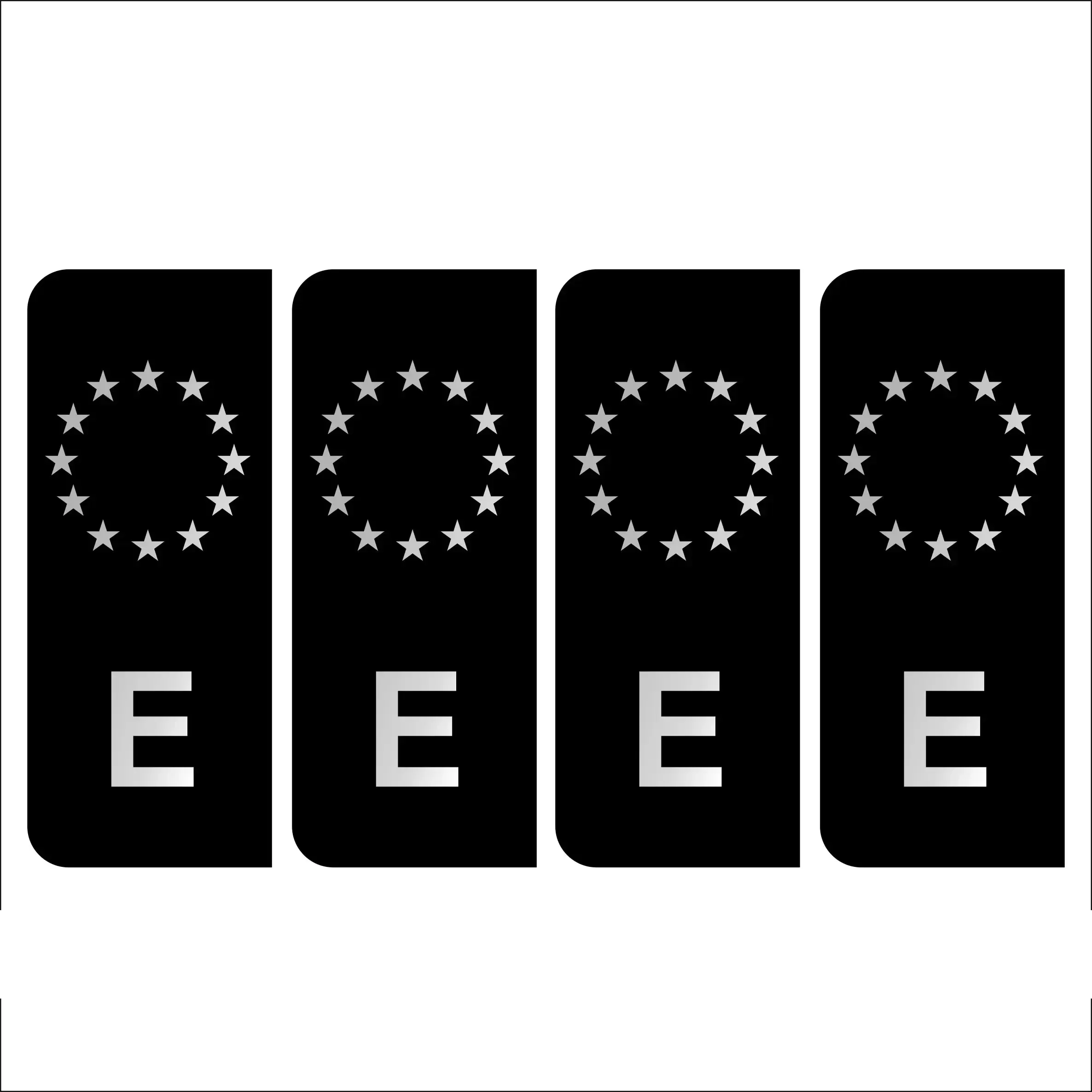 European License Plate Vinyl Sticker 4pcs Black Silver Adhesive Decals for Car Spain EU Plate Tuning Exterior Decoration