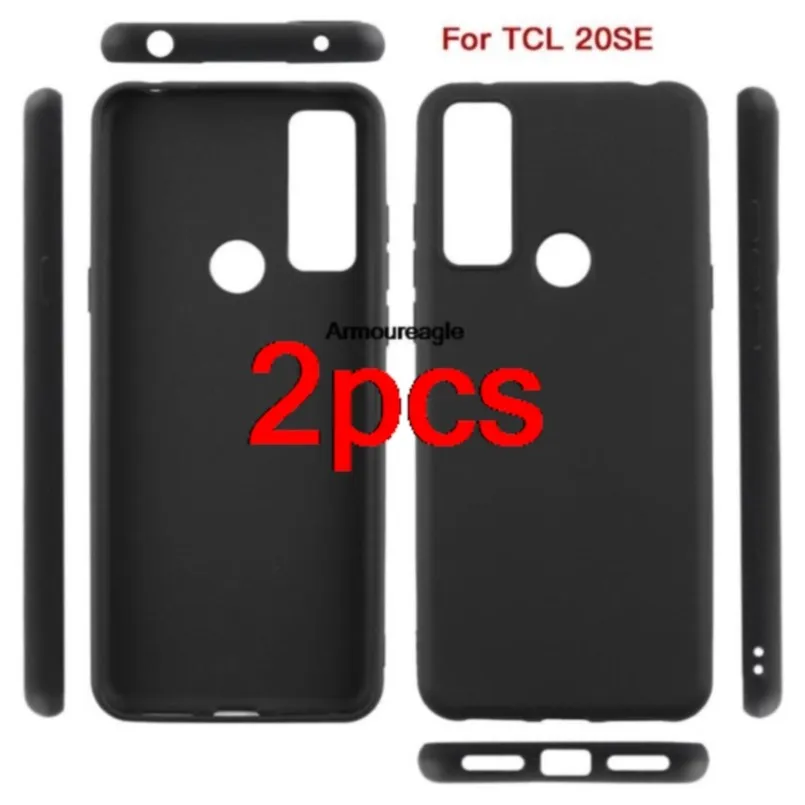 2 uds negro para tcl 20 se funda mate delgada suave tpu funda protectora de teléfono en tcl20se funda coque 20se funda t671h