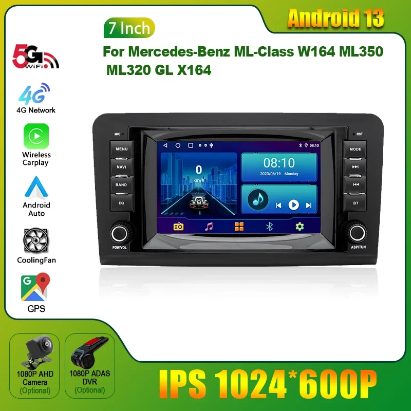 7inch Carplay Screen Android 12 for Mercedes-Benz ML-Class W164 ML350 ML320 GL X164 Multimedia 2din Car Radio GPS Navigation RDS