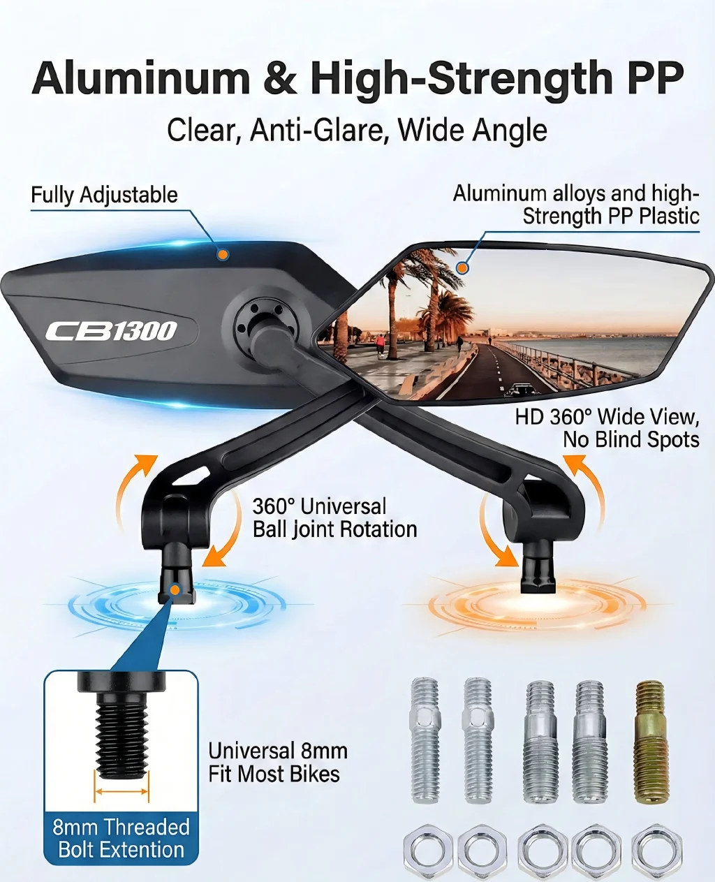 

Motorcycle Rear view Mirrors For CB1100 CB 1100 EX RS CB1300 CB 1300 X4 SC38 Adjustable Rear view Side Mirrors Accessories