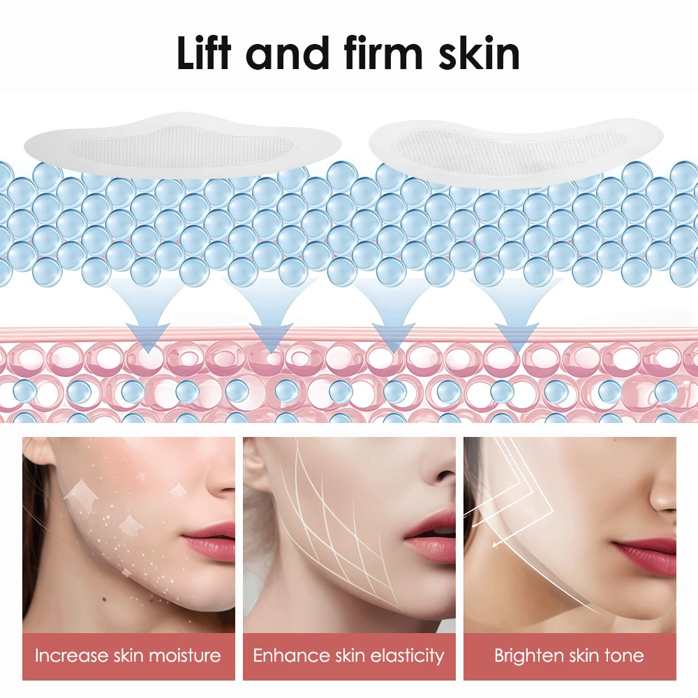 Parches para la frente y los ojos con microagujas de ácido hialurónico, Gel para los ojos con dispositivo de belleza, cuidado cosmético antienvejecimiento y ojeras