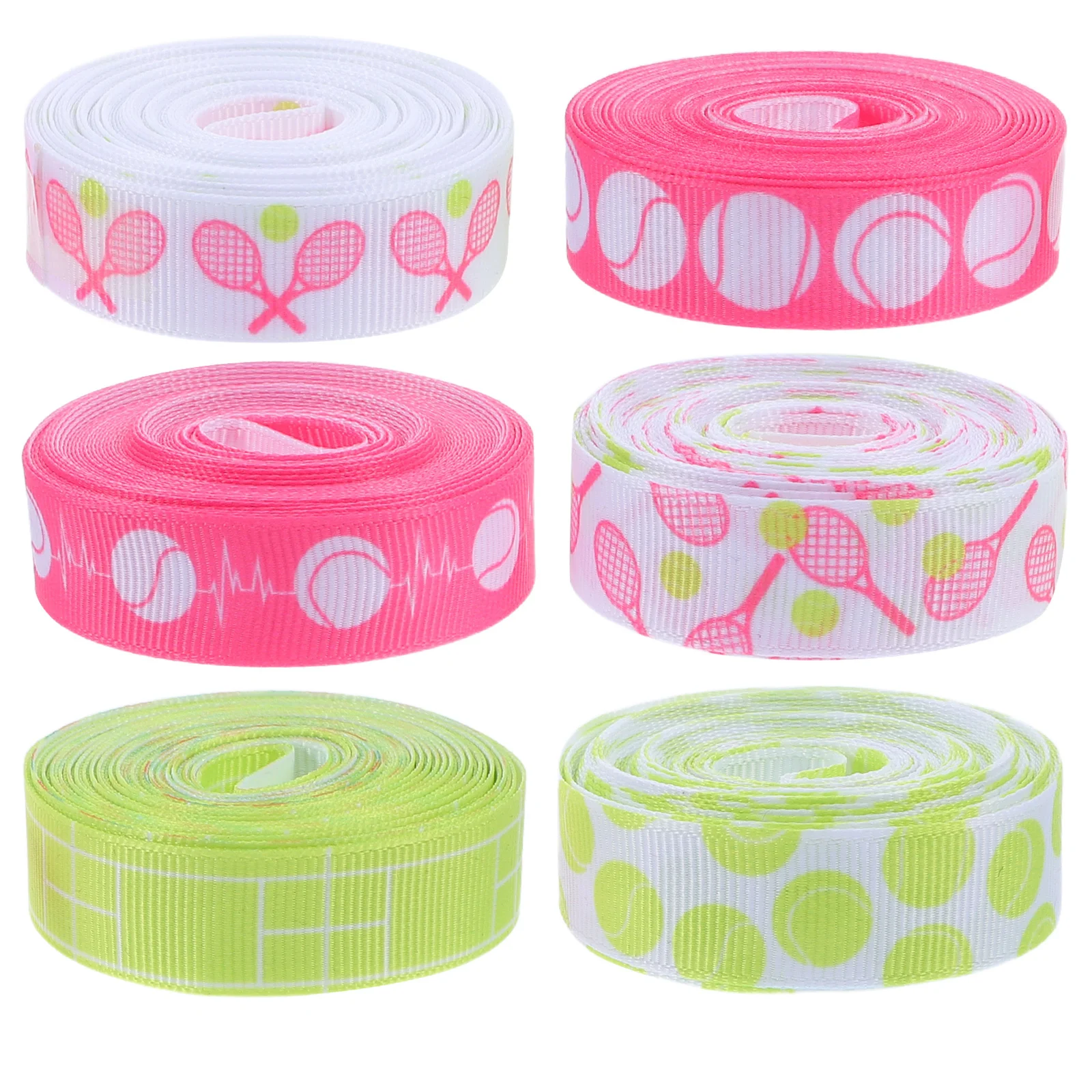 

6Pcs 5 Yards Tennis Ribbon Strong Fabric Sports Themed Decoration for DIY Crafts Present Wrapping Game Party Favor Supplies
