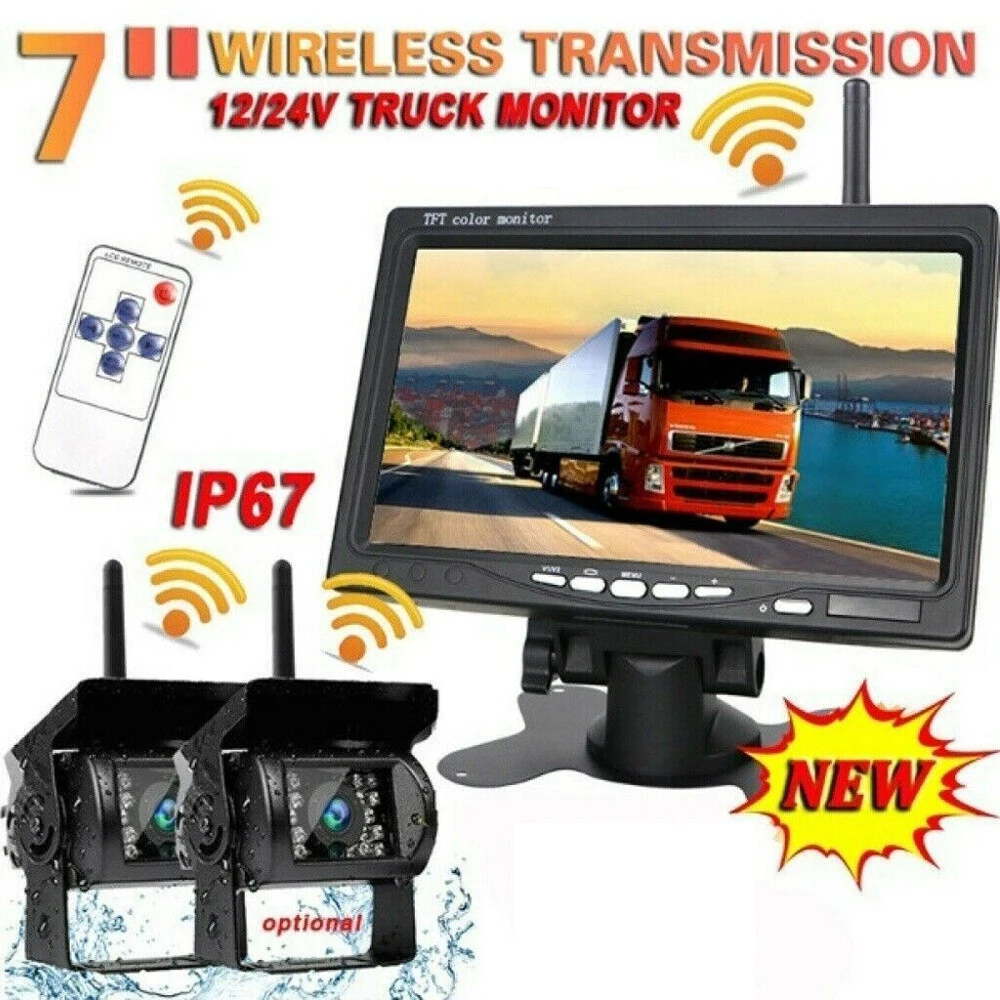 

Wireless Backup Camera System 7” LCD Wireless Reversing Monitor For Bus/Truck/Trailer/RV/Motorhome/Boat/Semi-Trailer