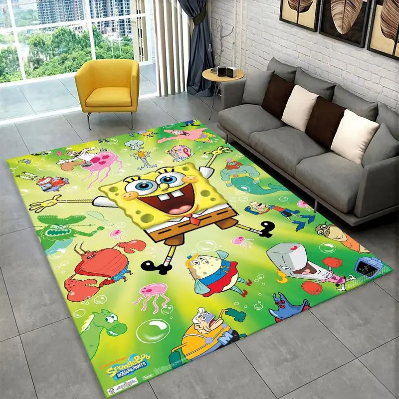Cute S-SpongeBob Cartoon Non-Slip Area Rug for Living Room,Bedroom,Playroom,Soft Carpet Floor Mat Home Decor Rug  Room Gift