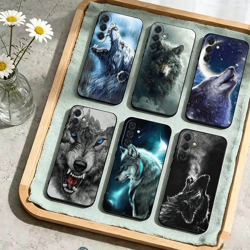 Wolf Moon Animal Phone Case For Samsung Galaxy A17 A16 A15 A14 A13 A57 A56 A55 A54 A53 A37 A36 A35 A34 A33 A27 A26 A25 A24 A23 A