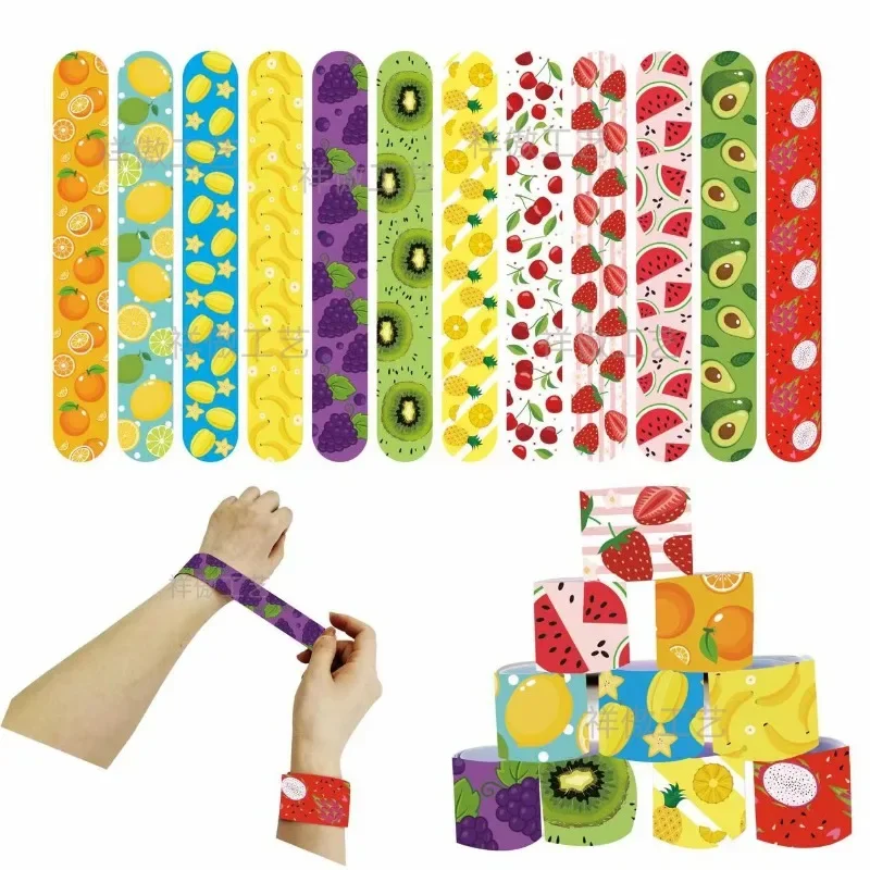 24pcs New Summer Cute Cartoon Elements Tropical Fruit Clap and Tap The Wrist Bracelet for Children's Party Birthday Gift