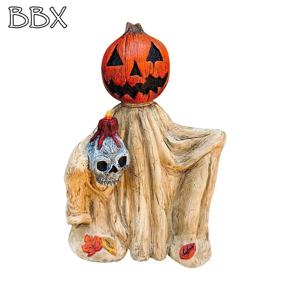 

Halloween Pumpkin Head Ornament Decorations Scary Atmosphere Car Interior Accessories Festive Resin Crafts Table Decor Statues