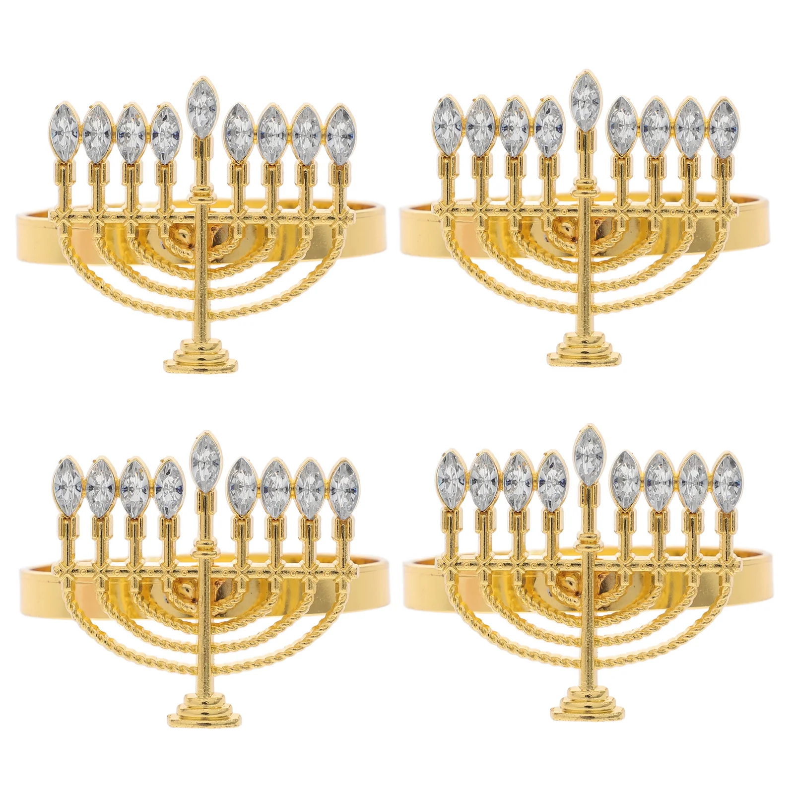 

4Pcs Napkin Rings Premium Alloy Wear-Resistant Reusable for Festive Dinner Party Menorah Table Decoration Accessory