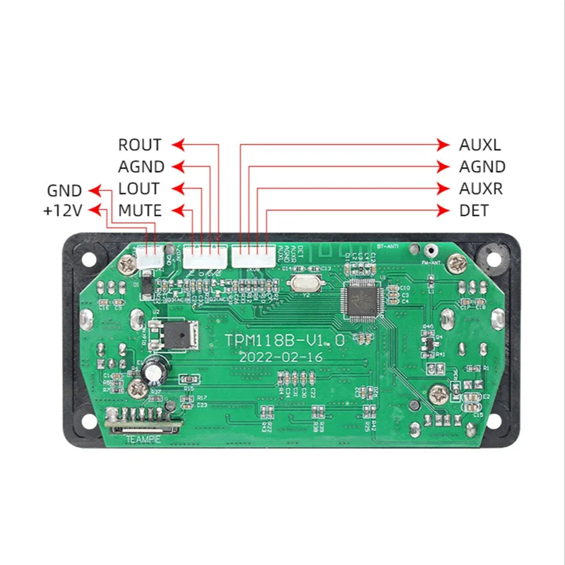 XB-TPM118B مشغل الصوت الرقمي MP3 فك مجلس عالية الجودة المحمولة مشغل MP3 وحدة مع بلوتوث وراديو FM
