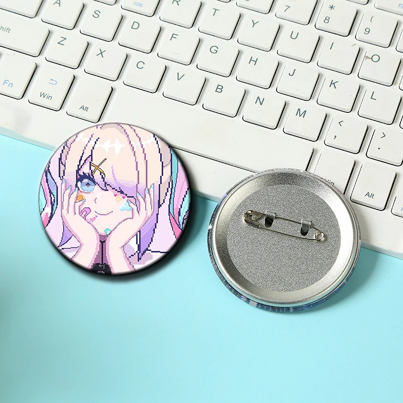 المحتاجة فتاة جرعة زائدة لعبة الكرتون بروش شارة زر دبوس لطيف أنيمي شخصية Ame لحقيبة الظهر اكسسوارات ديكور 58 مللي متر