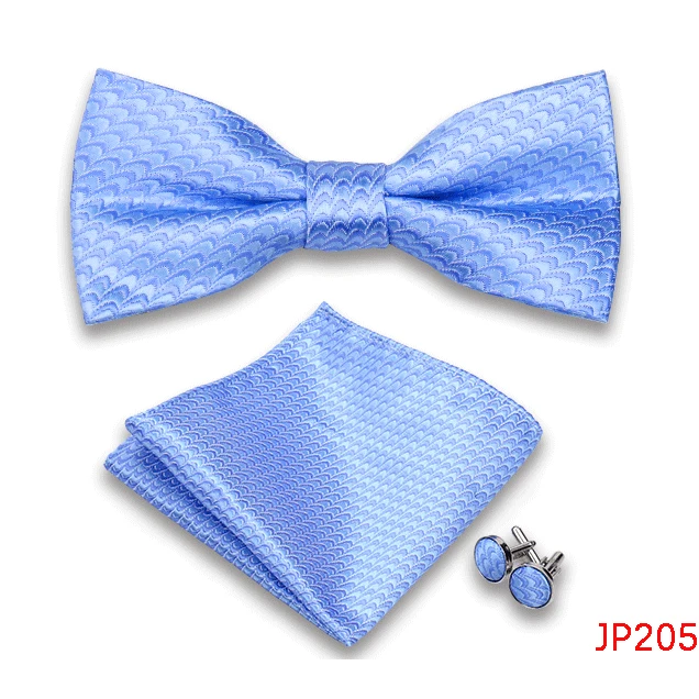 Klassische Herren Fliege Taschentuch Manschettenknöpfe Set Jacquard Fliege für Mann Hochzeit Business Schmetterling Knoten Geschenk Mann Zubehör – Detail 7