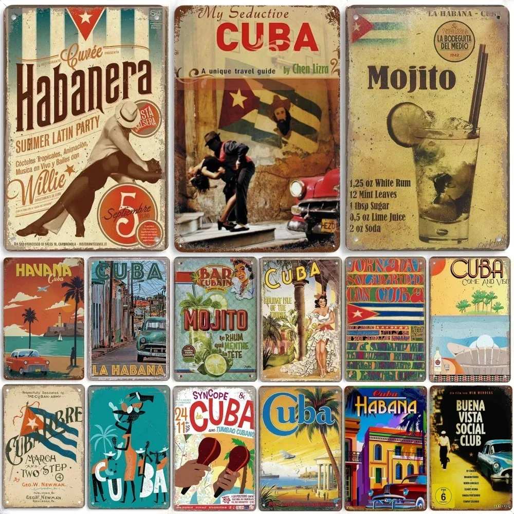 Póster Vintage de viaje de Cuba, cartel de Metal de estaño, Havana, Egipto, Hawaii, vacaciones, Isla, paisaje, placa de Metal para decoración de pared del hogar, Bar y Club