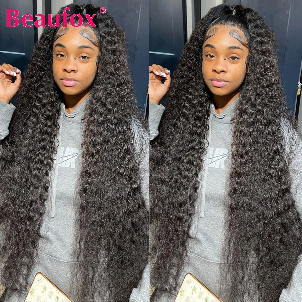 Beaufox Deep Wave Bundles Human Hair 1/3/4 Bundles Brazilian Deep Curly Hair Weave Bundles Natural Black Hair Bundles Extensions