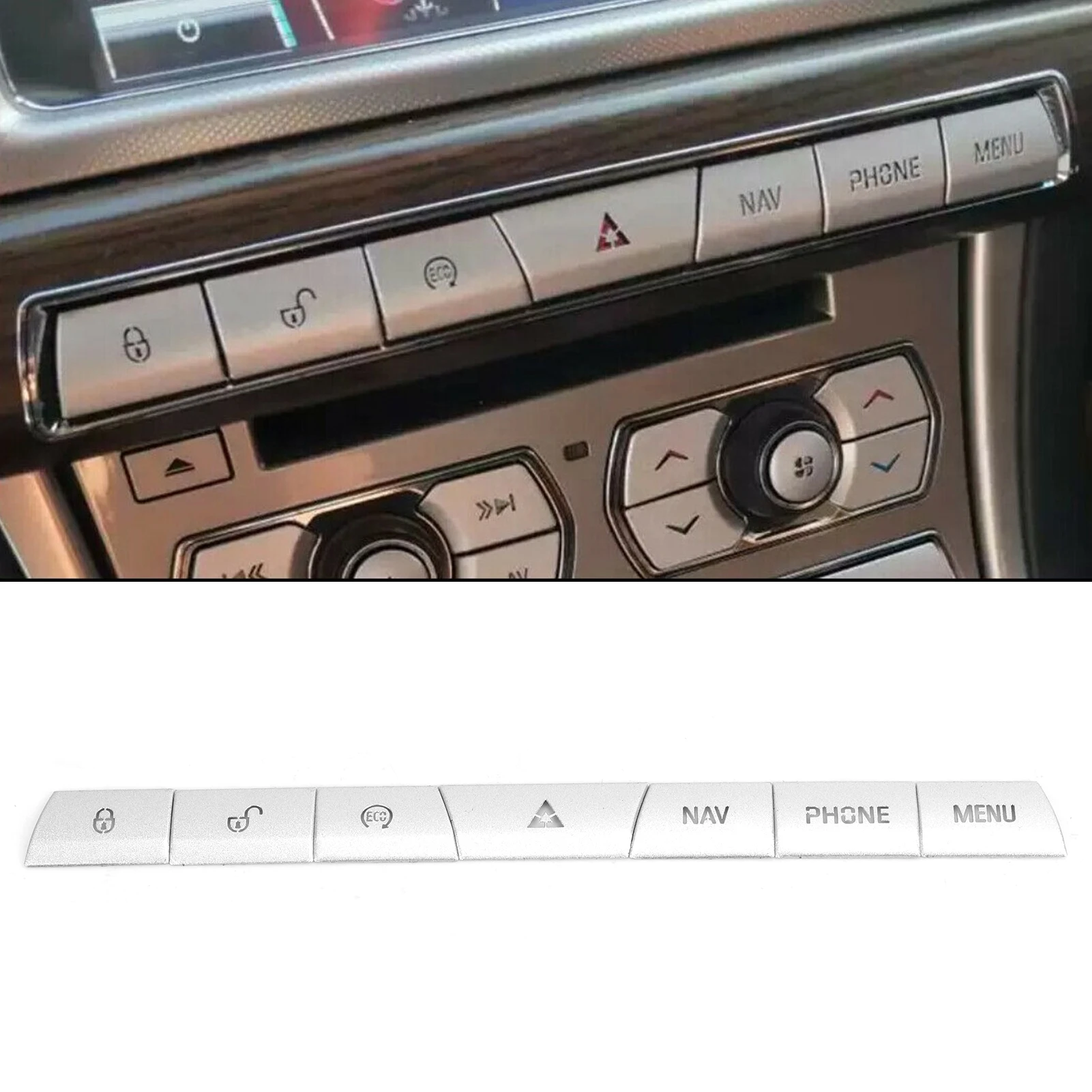 

Console Button Trim Multimedia Panel Button Cover Sticker Silver Aluminium Alloy Fit for XF 2012‑2015