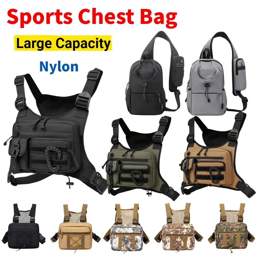 Outdoor Cycling Chest Bag Large Capacity Multifunctional Vest Chest Bag Nylon Hunt Vest Bag Travel Commute Sports Backpack