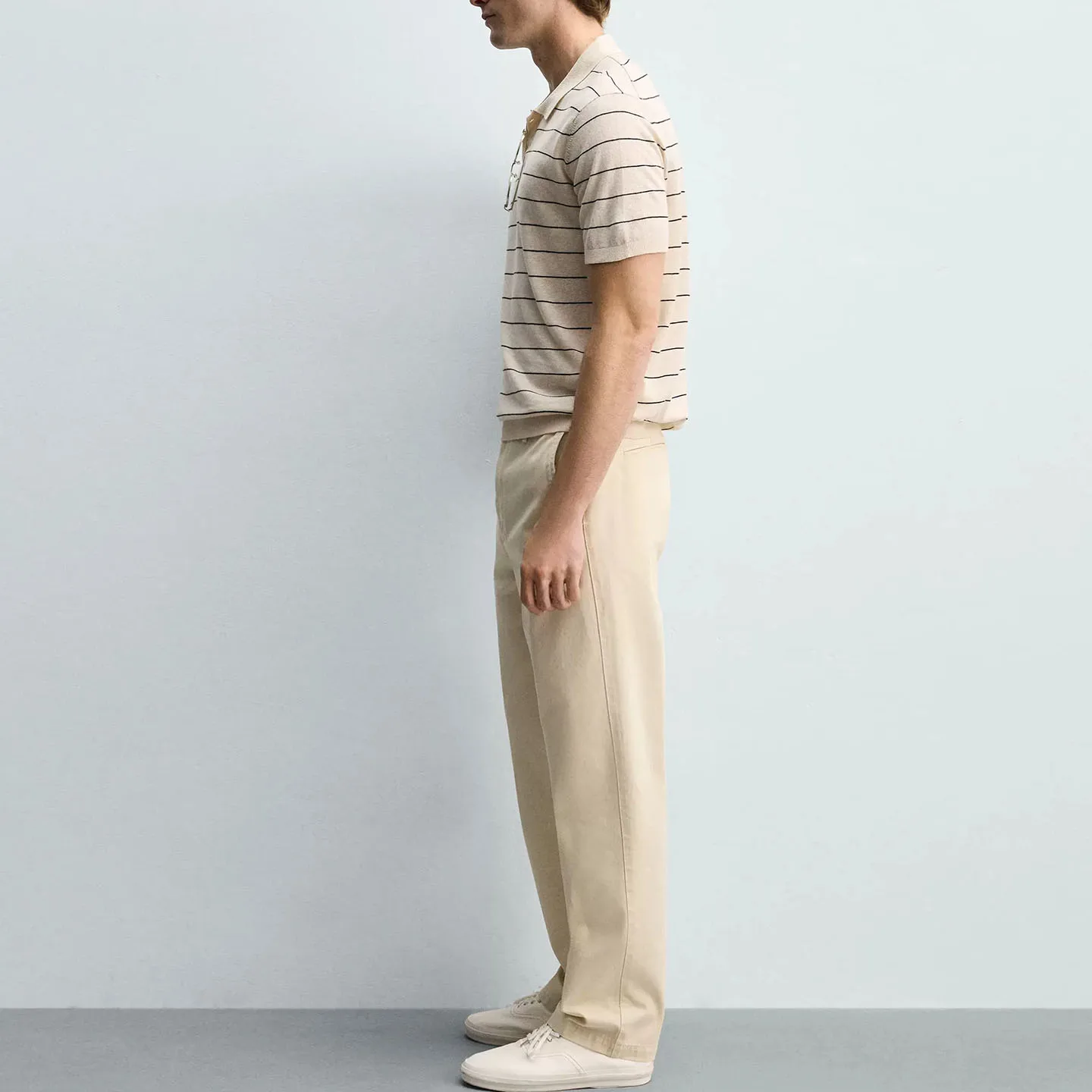 Men's Slim Fit Knitted Casual Striped  Shirt Summer 2026 New Style Versatile Dressing Code Short Sleeve Turn-down Collar