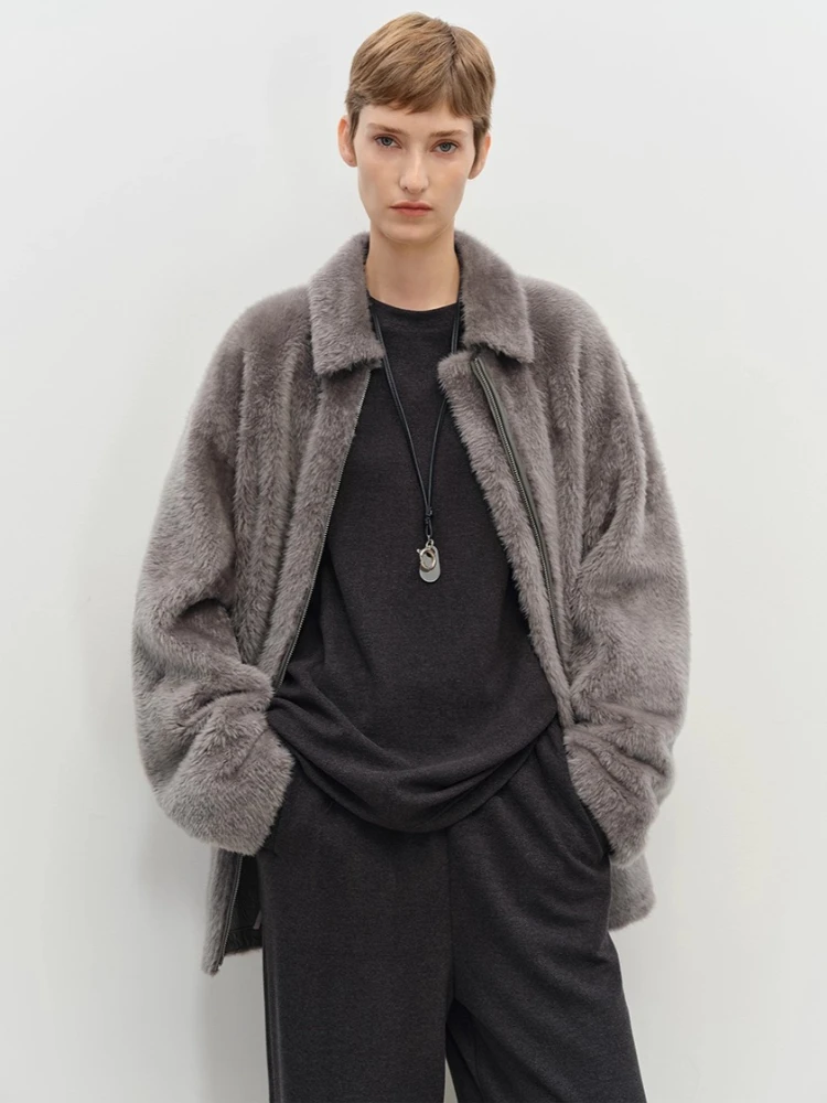 High-end Luxury Natural Lamb Fur Shearling Jackets for Women Simple Soft Loose Mid-length Winter Genuine Leather Real Fur Coat