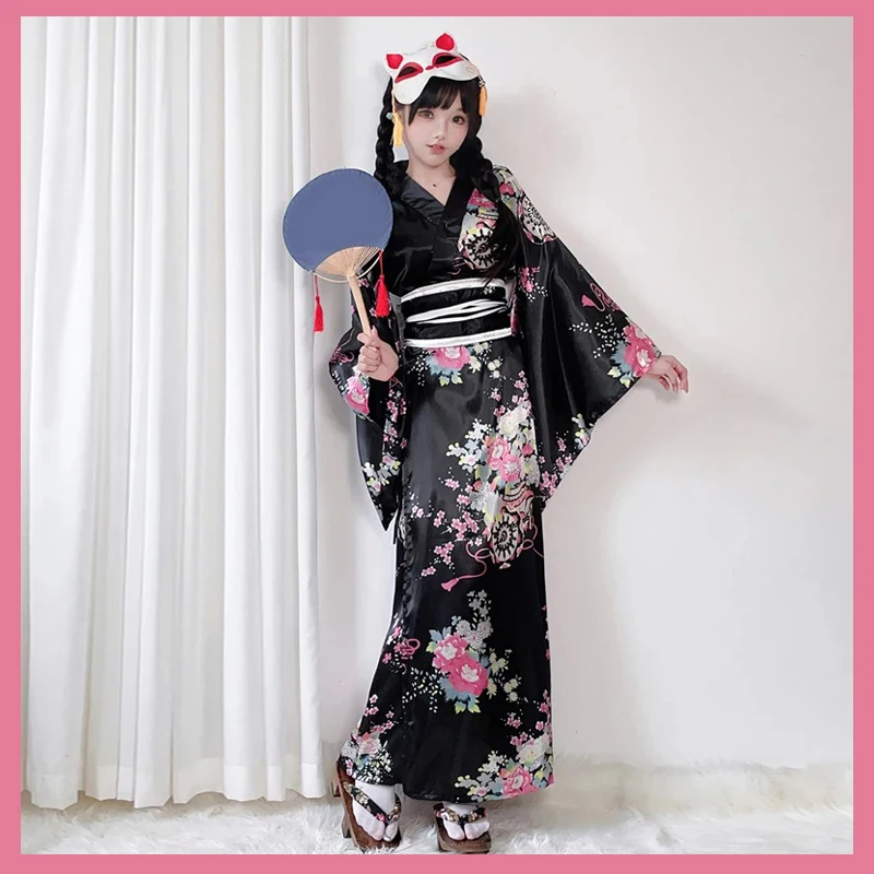 

Cute Japanese Kimono for Women Yukata Plus Size Kawaii Anime Cosplay Sauna Bathrobe Halloween Costumes Party Performance Geisha