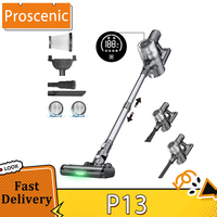 Proscenic P13 Cordless Vacuum Cleaner, 35Kpa Suction, Stick Vacuum with Green Light, LED Display, Max 45mins Runtime, Gray