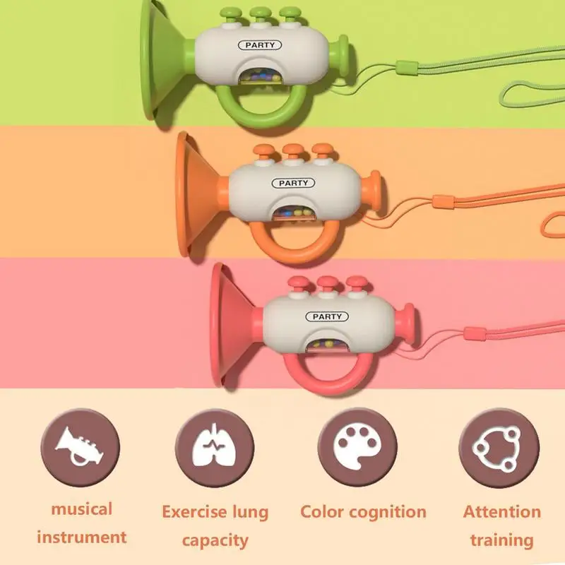เด็ก Solid ทรัมเป็ตของเล่นสําหรับเด็กเด็ก Horn ของเล่นเสียงนกหวีดของเล่นเพื่อการศึกษาการเรียนรู้สร้างสรรค์ Horn ของเล่นเครื่องดนตรี