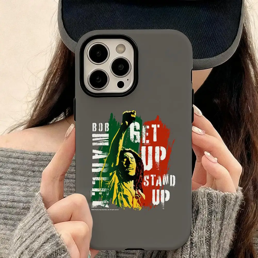 

Bob Marley Phone Case For IPhone 17 16 15 14 13 12 Pro Max Plus Glossy HD Double-Layer Liquid Back Film Hard Shell