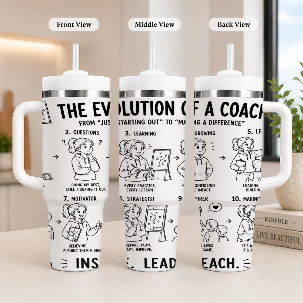 Bouteilles isothermes The Evolution of a Coach 40oz en acier inoxydable anti-fuite avec couvercle, paille et poignée pour boissons chaudes et froides
