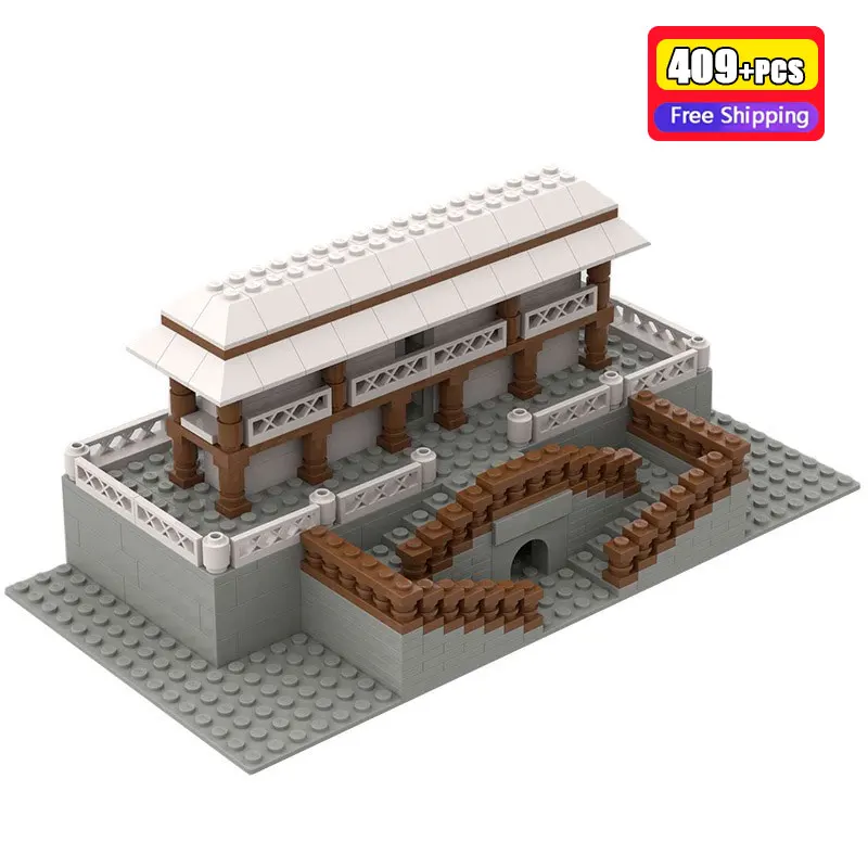 

Набор строительных блоков 409 деталей: Архитектурный комплект MOC «Китайский древний мост, павильон, садовая сцена». Развивающий конструктор DIY.