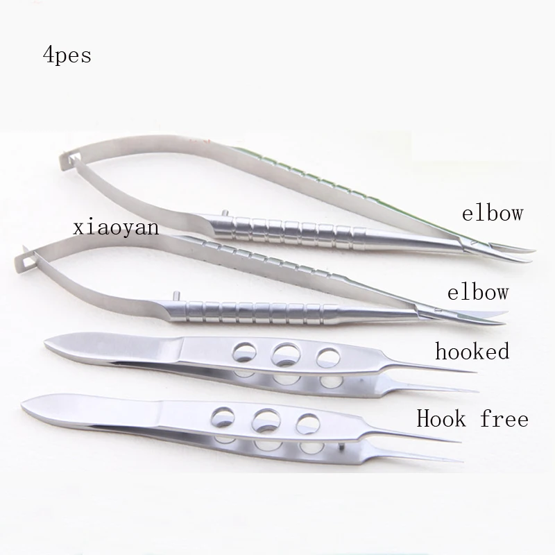 

Ophthalmic stainless steel instrument 4-piece Surgical tool combination Set Set Forceps Corneal scissors Needle holding forceps