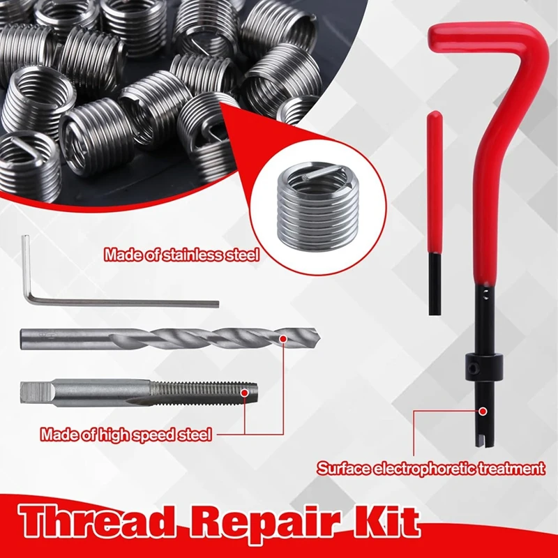 Kit di riparazione filettatura AAAN-30 pezzi M8x1.25, kit di riparazione metrica con filettatura per punte da trapano HSS, per riparazioni auto