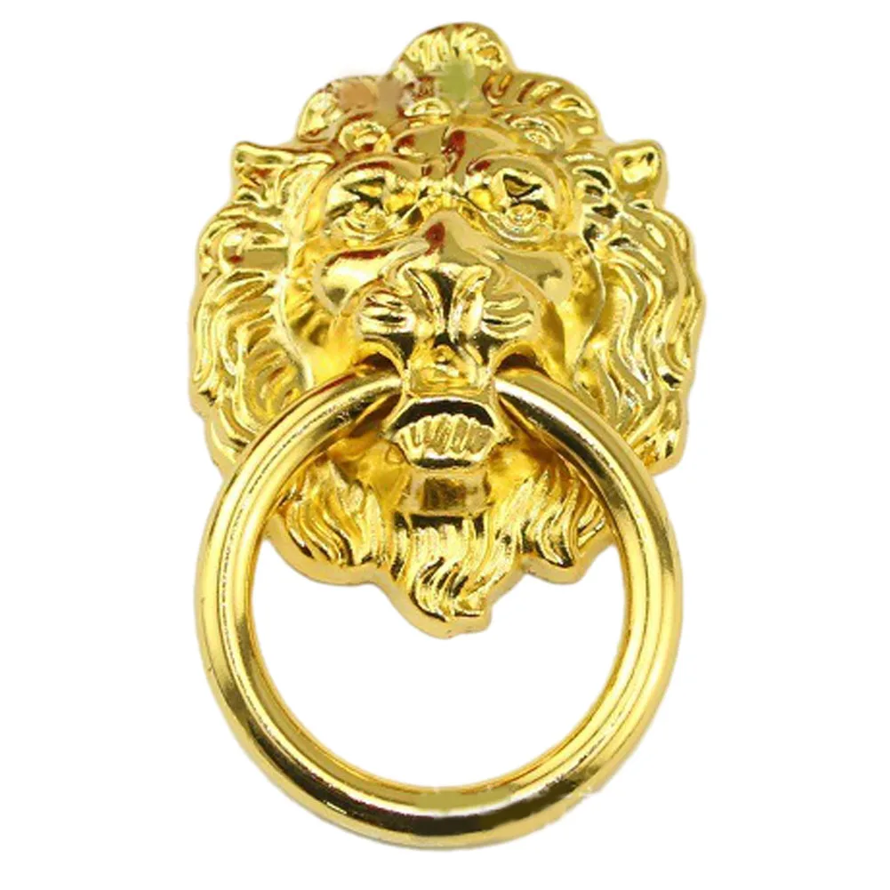 Pull Door Handle Furniture Wardrobe With Mounting Screws Zinc Alloy Antique Style Hardware Lion Head Single Hole Practical
