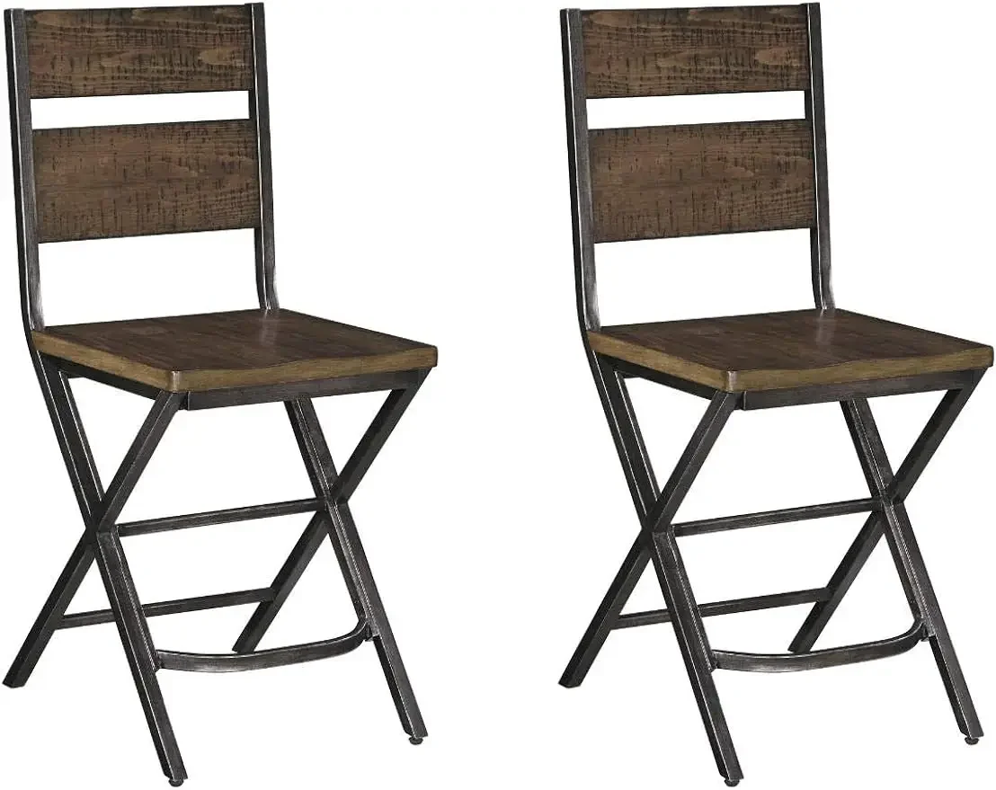 

Signature Design by Ashley Kavara 24" Rustic Counter Height Barstool, 2 Count, Brown