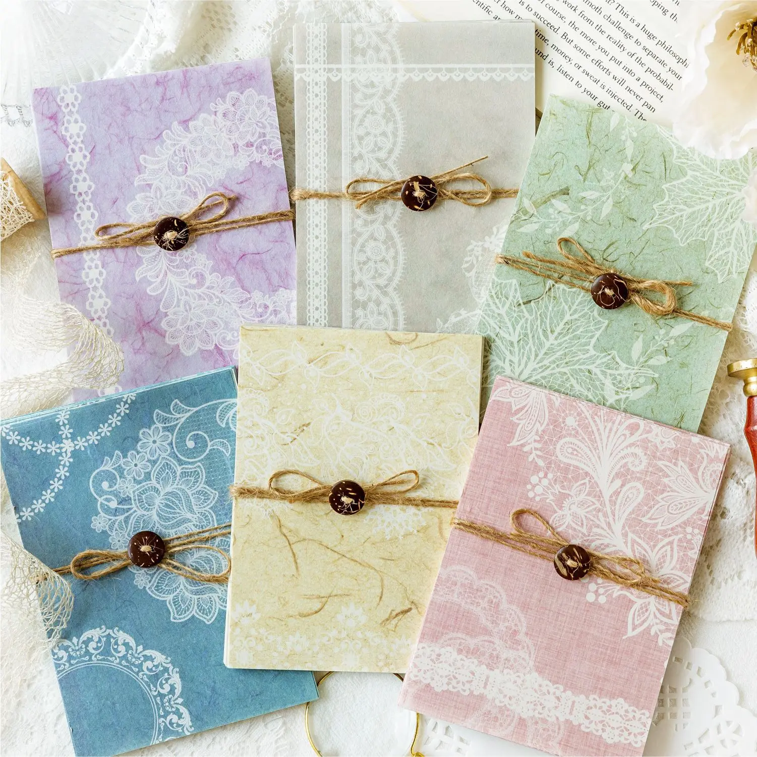 

20sets/lot Memo Pads Material Paper Vintage lace letterhead Junk Journal Scrapbooking Cards Retro Background Decoration Paper