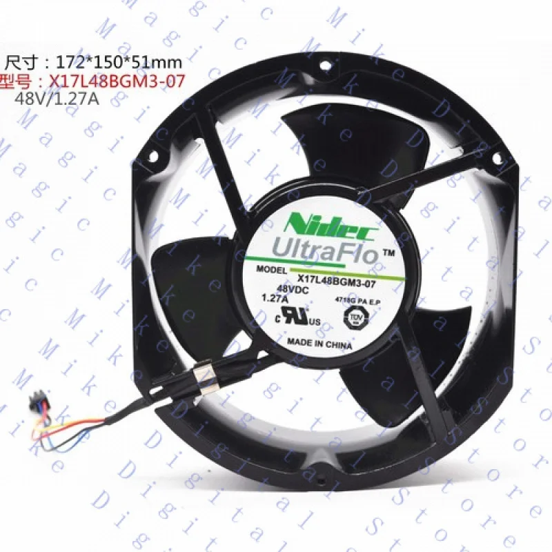 H  1PC FOR Nidec X17L48BGM3-07 48V 1.27A 172*150*51 Hai Lipu Inverter Cooling Fan