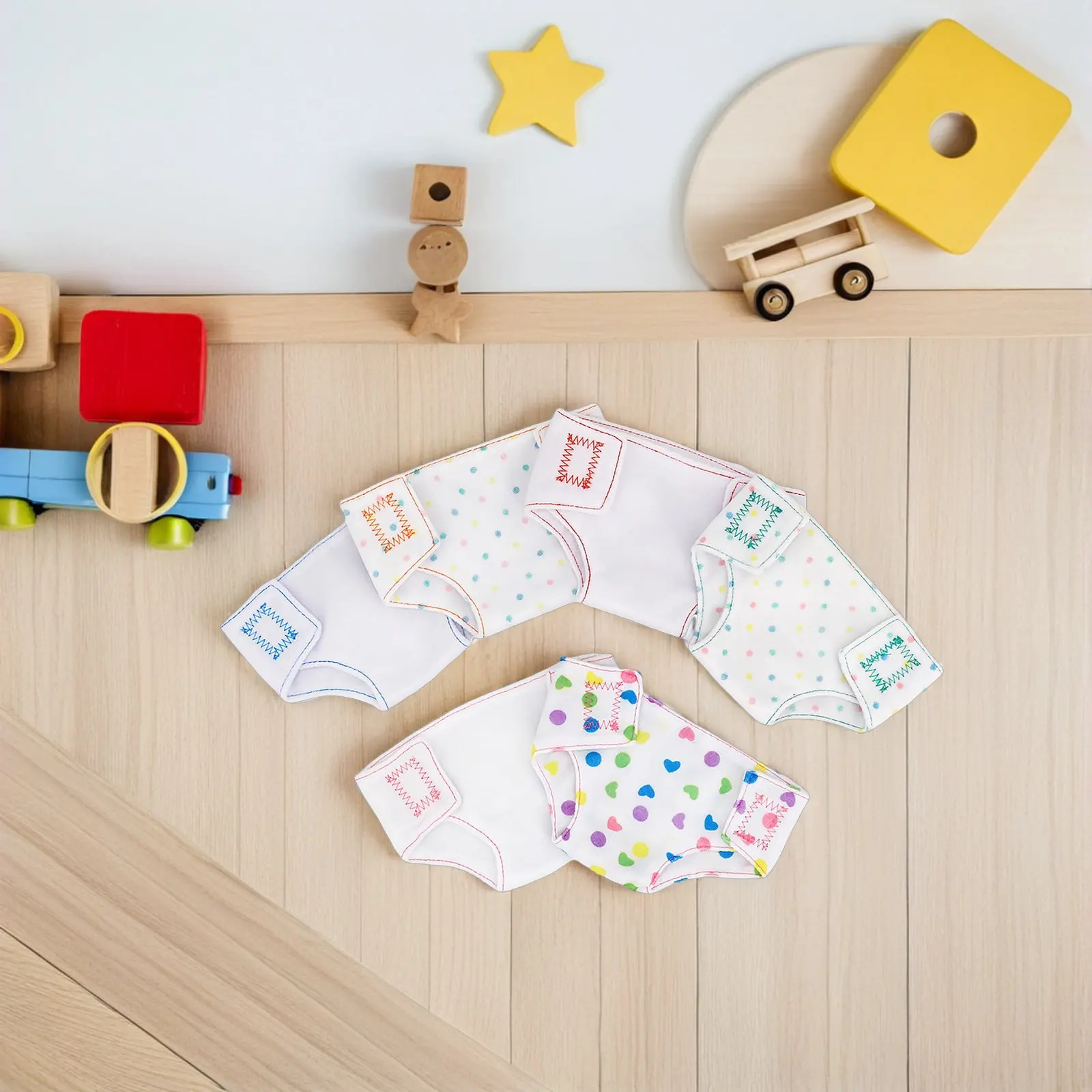 

Baby Diapers 6Pcs Nappies for Dollhouse Accessories Mini Diapers for 18 Inch Pretend Toys