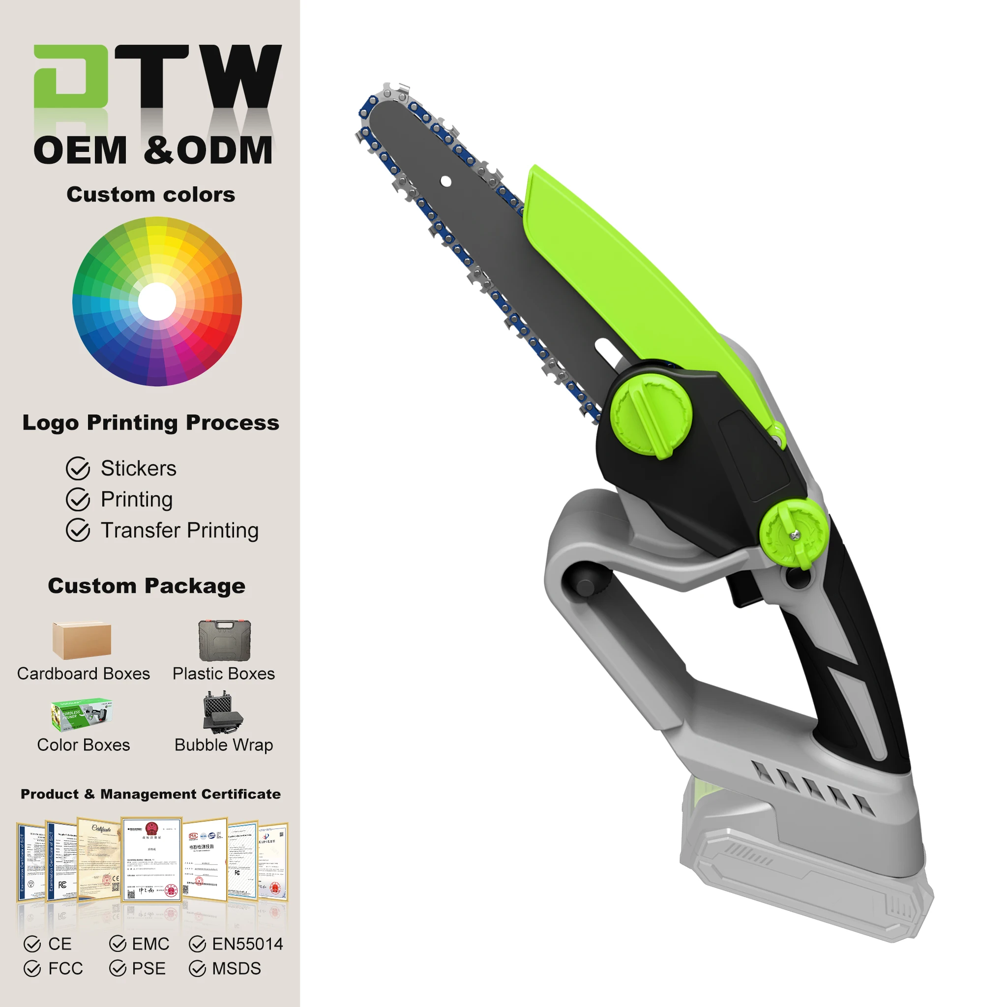 

DTWA2-0041 Industrial OEM DIY Handheld Cordless Chainsaw 350W 6 Inch Guide Bar Garden Tools