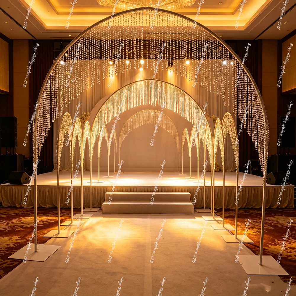 

1pcs 290cm Wedding Venue Decoration Props Road Lead European-style Acrylic Bead Curtain Flower aisle decor Stand flower arch